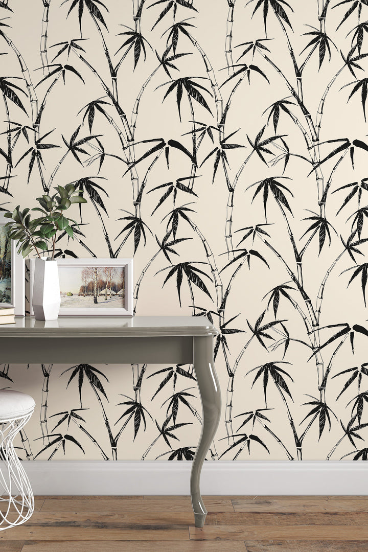 Bamboo Palm Leafs Wallpaper Boho herbs 3456