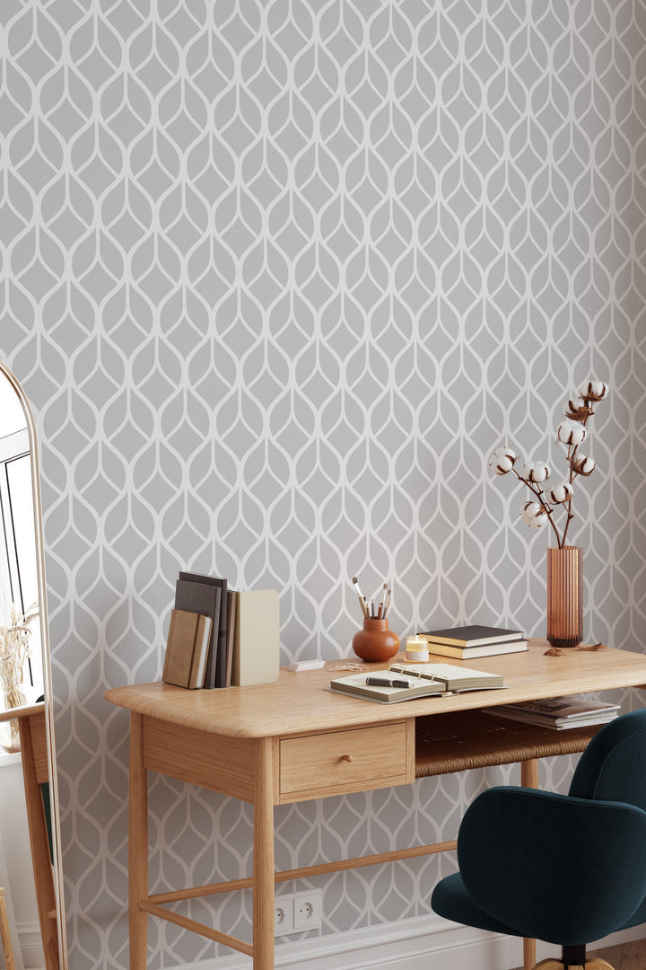 Gray Geometric Peel and Stick Wallpaper Traditional