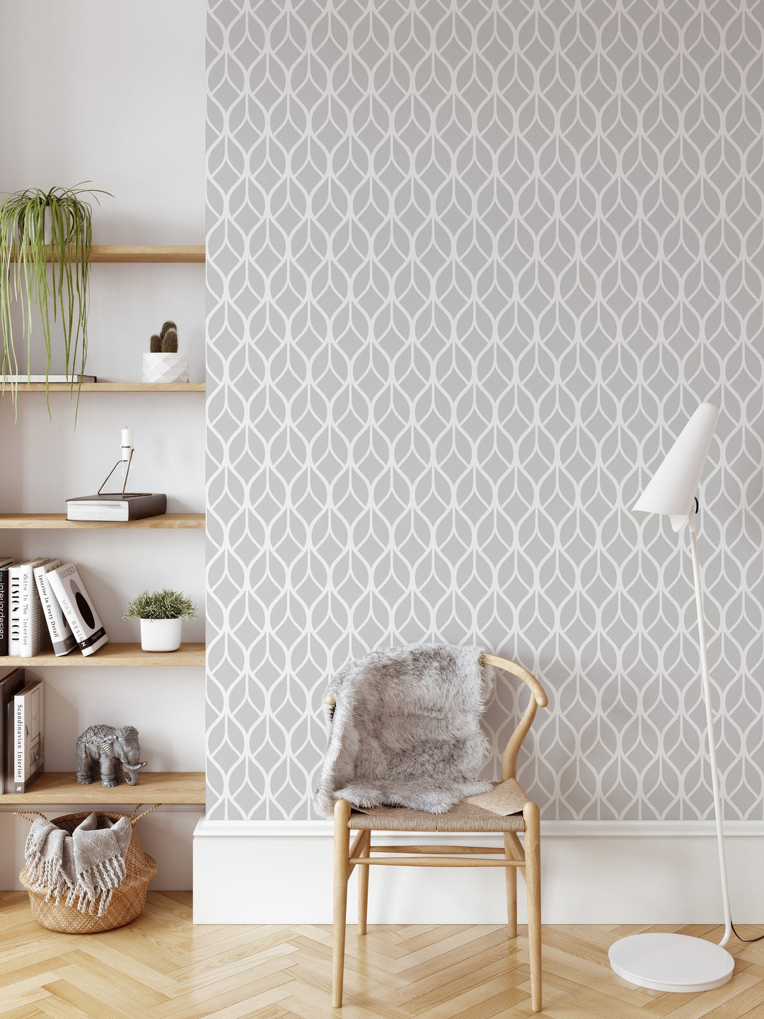 Gray Geometric Peel and Stick Wallpaper Traditional