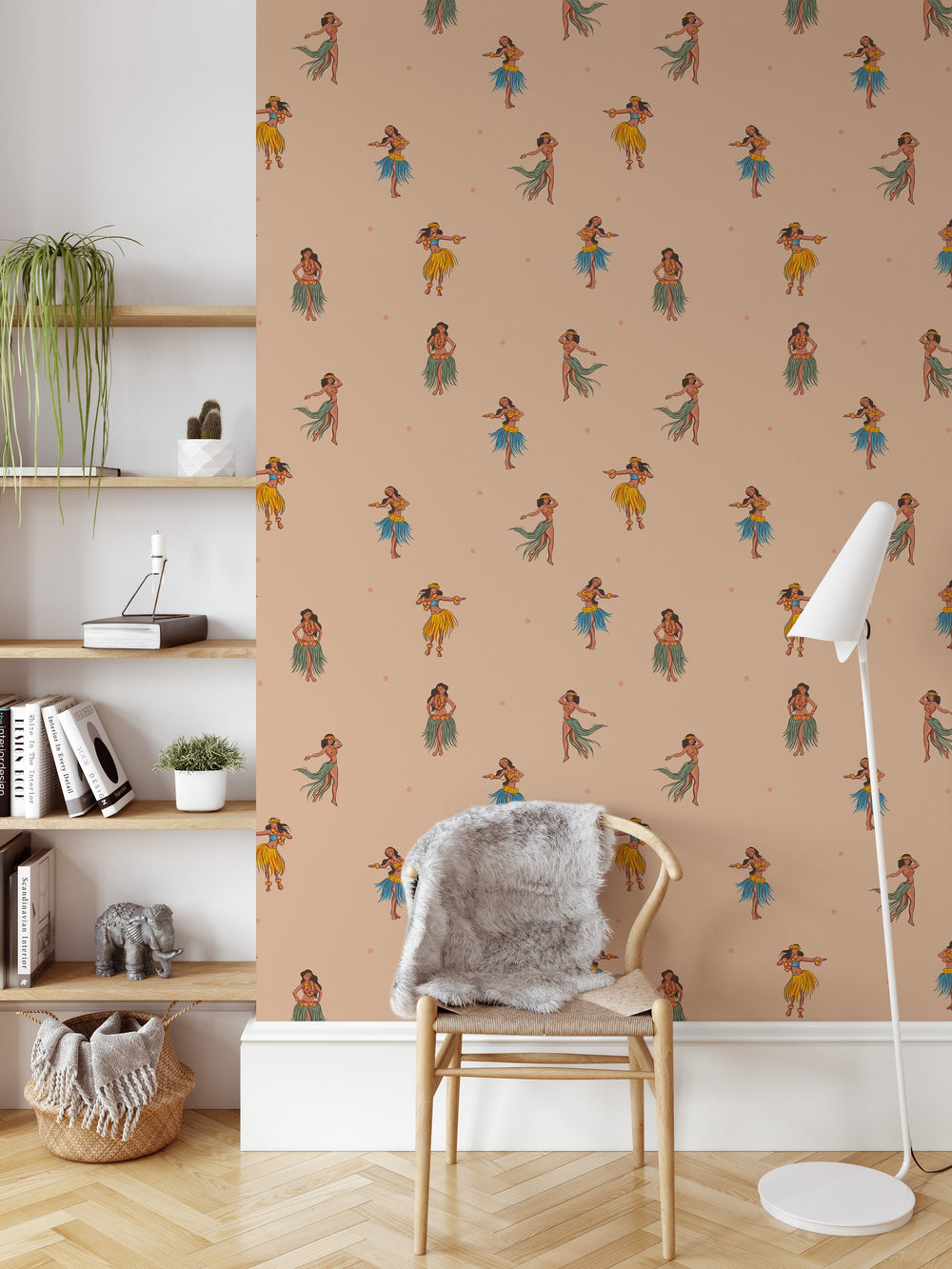 Hawaiian dancers Retro Wallpaper - Peel & Stick - Removable