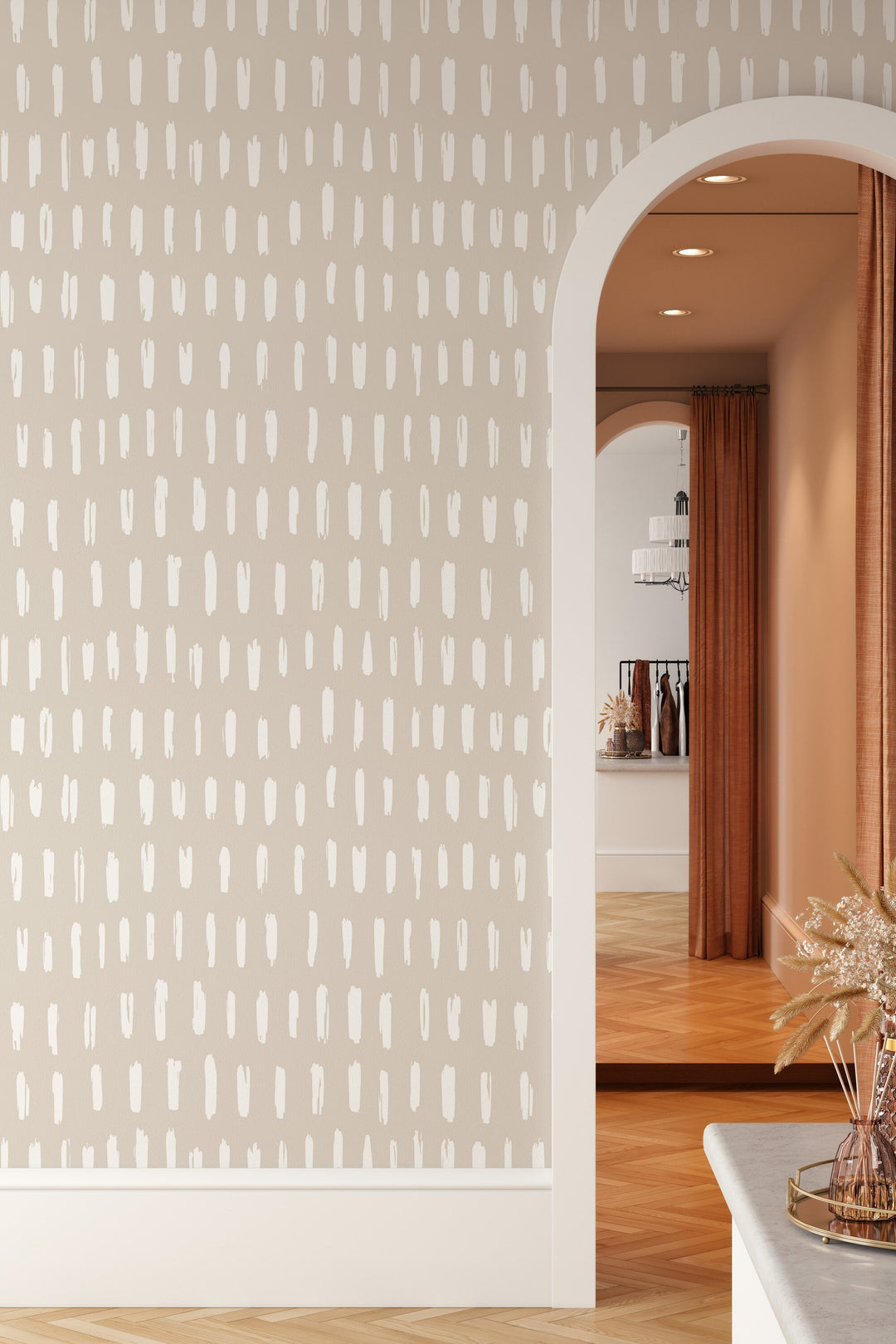 Removable and Renter friendly wallpaper, abstract  strips - Peel and stick and Traditional wallpaper 3462