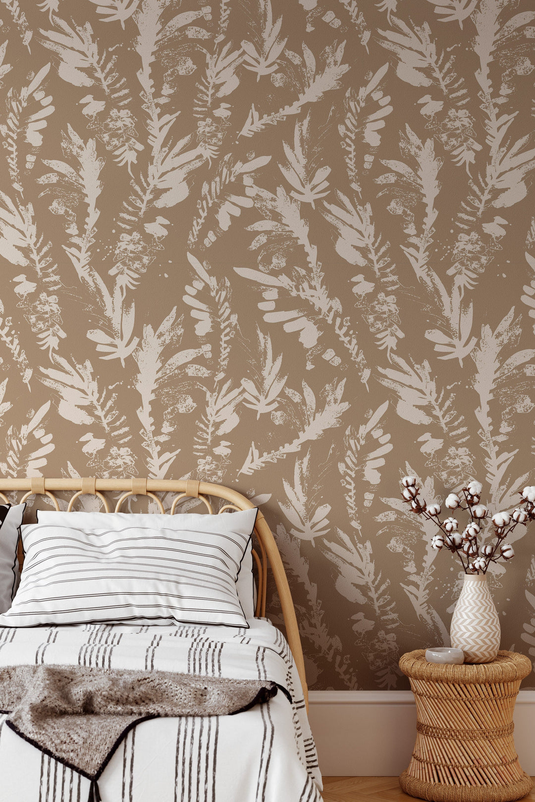 Long Leaves of Plants Drawn in Chalk on a Background Powder