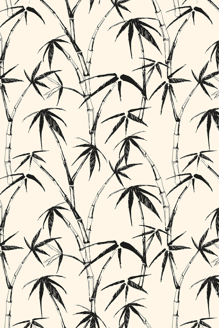 Bamboo Palm Leafs Wallpaper, Boho herbs 3456