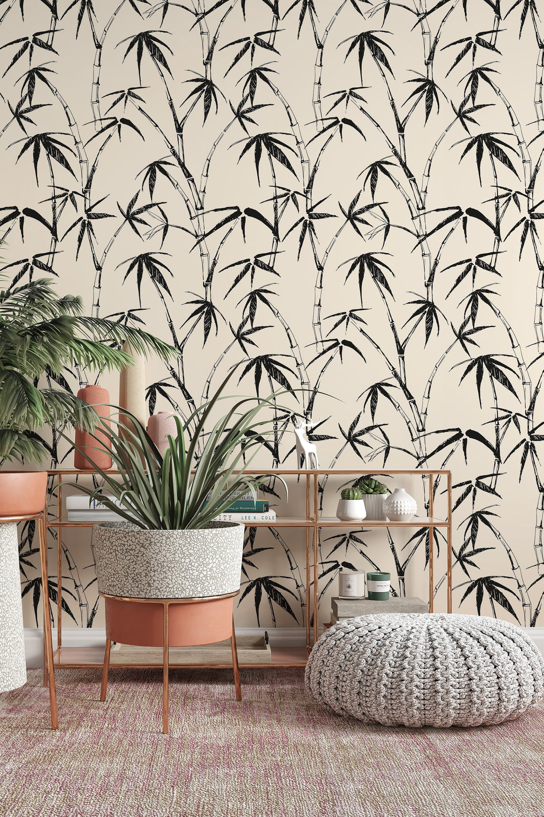 Bamboo Palm Leafs Wallpaper Boho herbs 3456