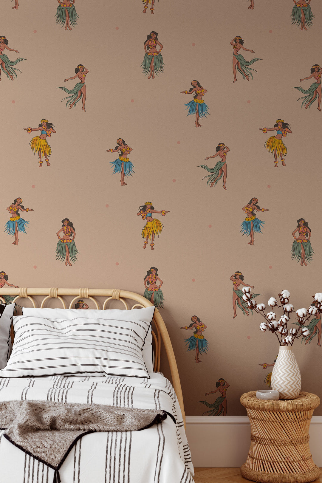 Hawaiian dancers Retro Wallpaper - Peel & Stick - Removable