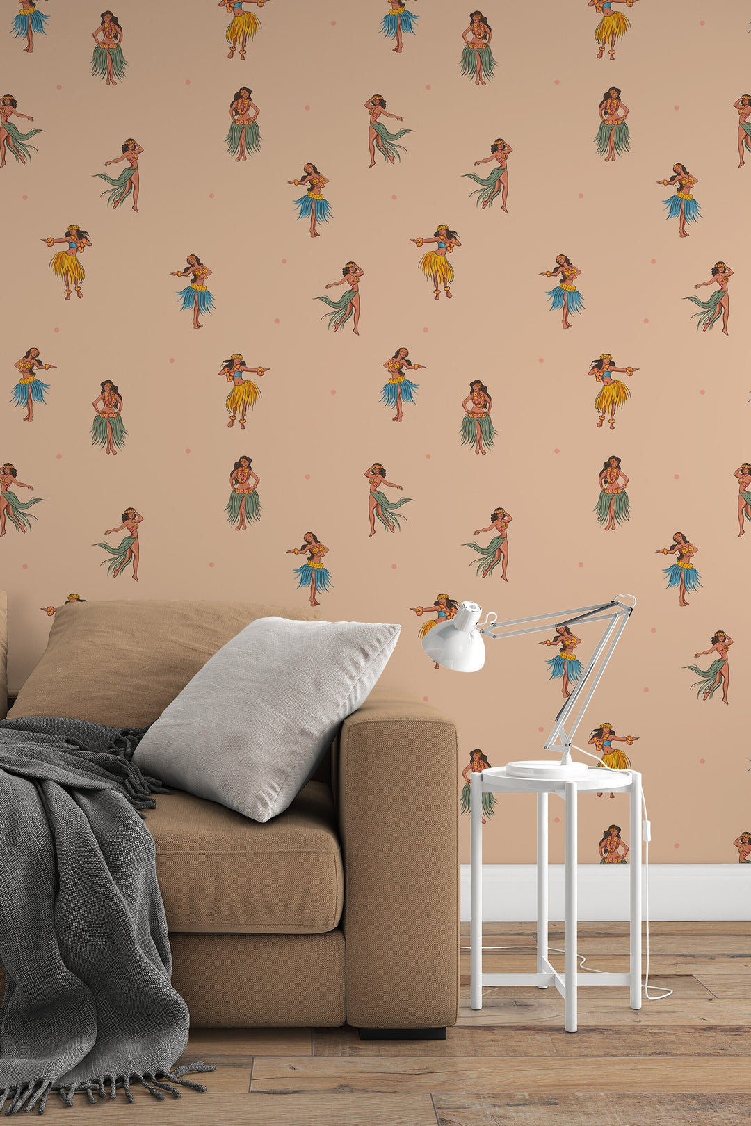 Hawaiian dancers Retro Wallpaper - Peel & Stick - Removable