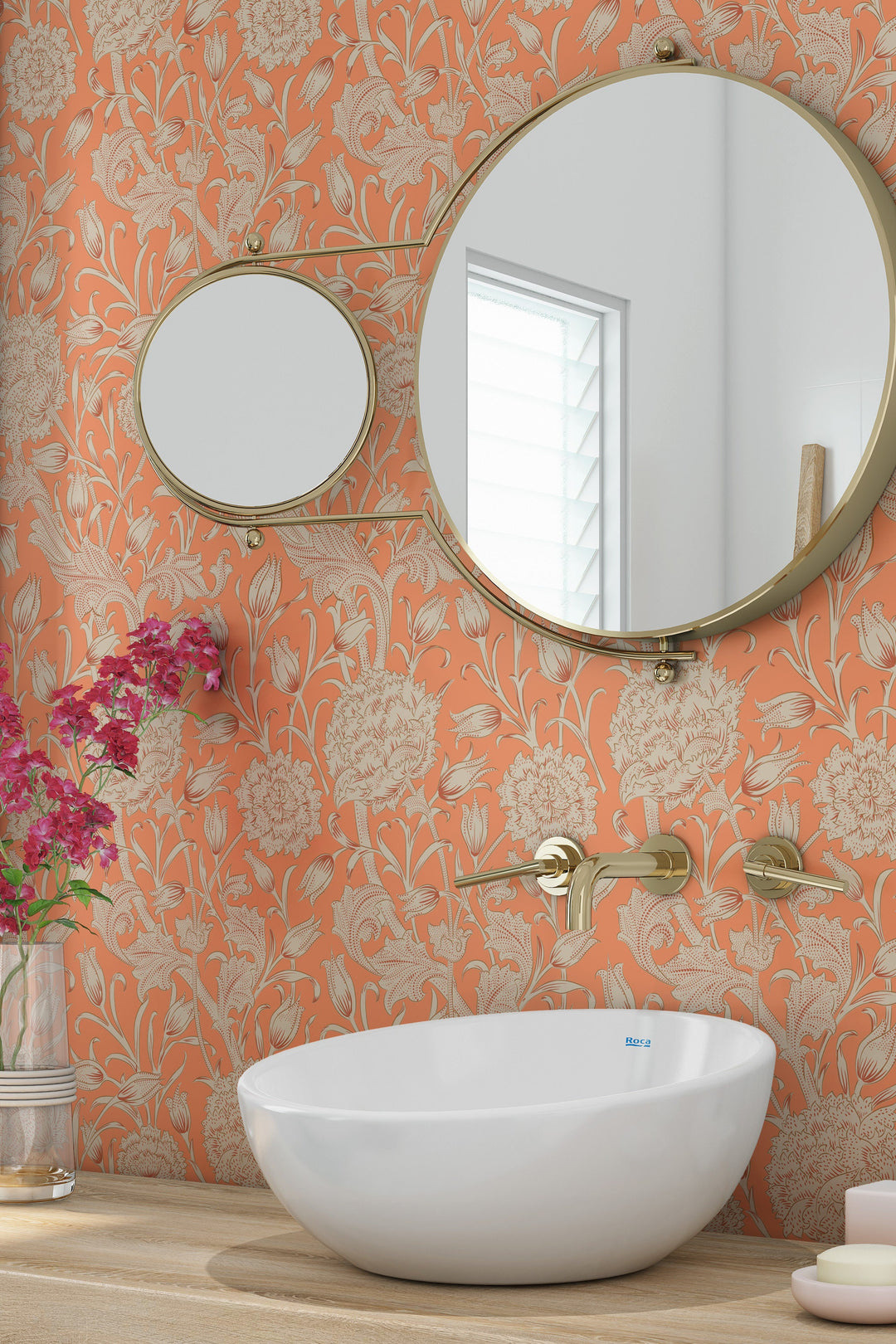 William Morris Wallpaper - orange background #3485