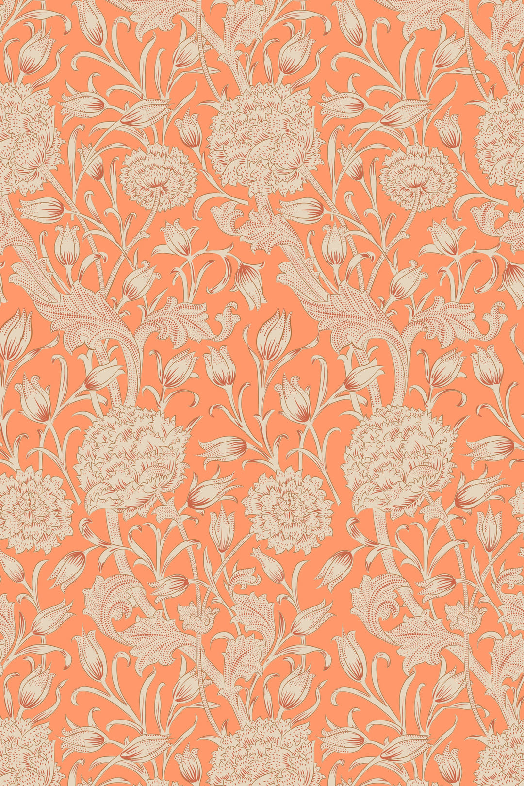 William Morris Wallpaper - orange background #3485