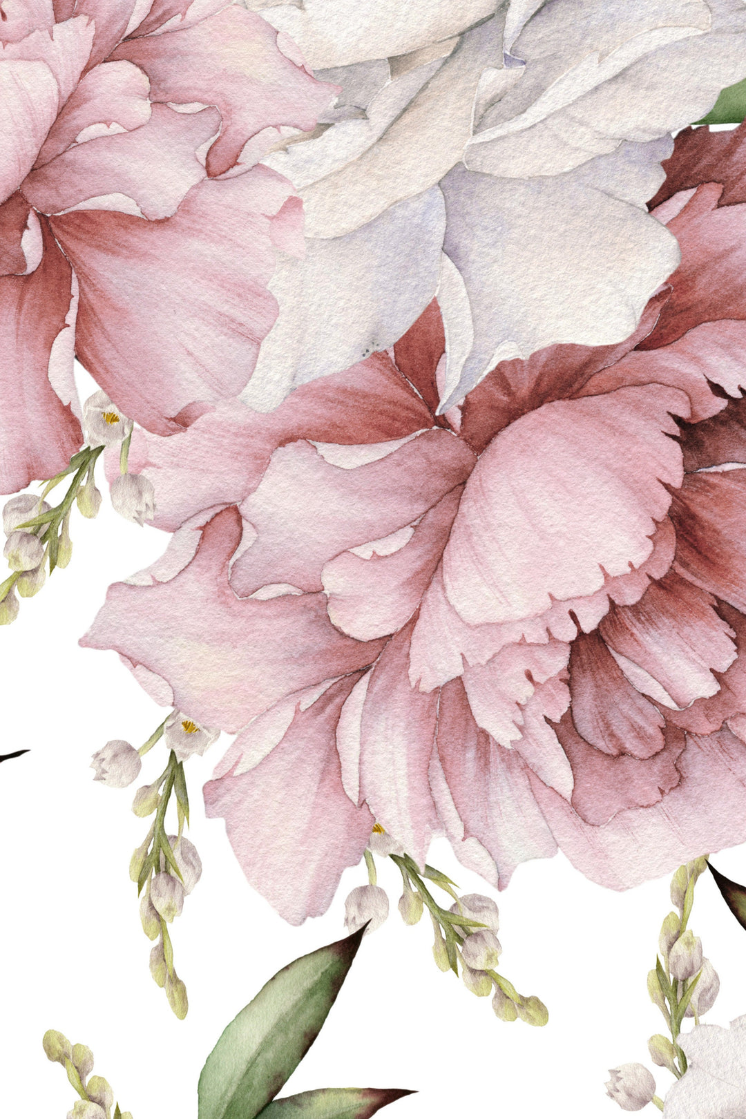 Peony bouquet Peel and Stick wallpaper | Traditional #3497