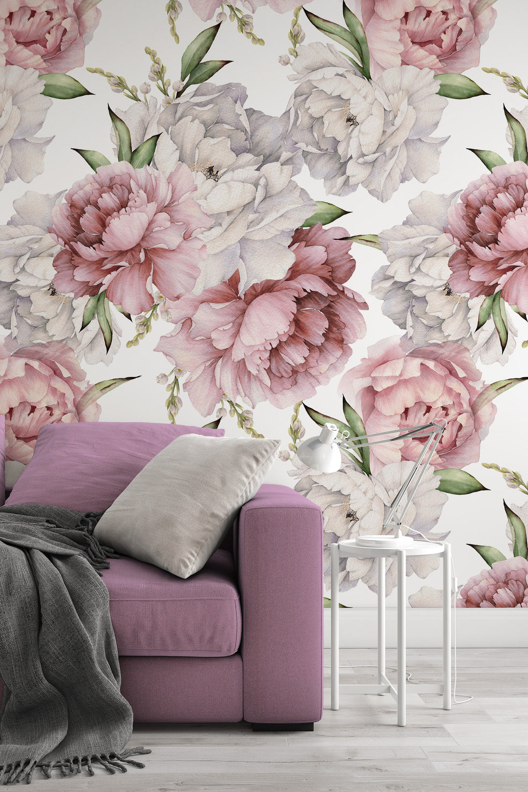 Peony bouquet Peel and Stick wallpaper | Traditional #3497