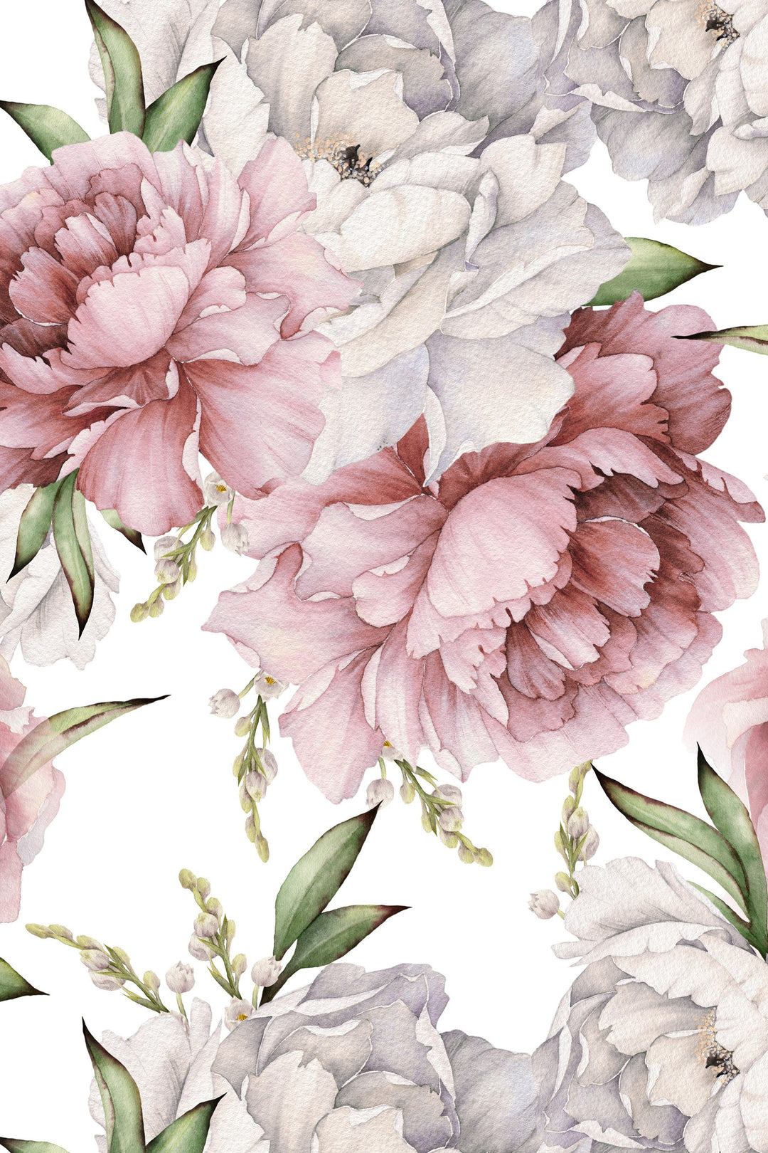 Peony bouquet Peel and Stick wallpaper | Traditional #3497