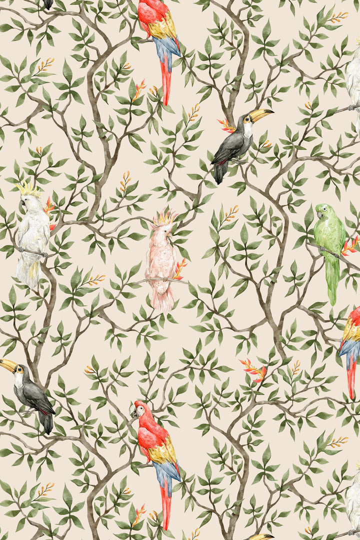 Parrots Mural Chinoisery wallpaper #3502 - Wallpaper