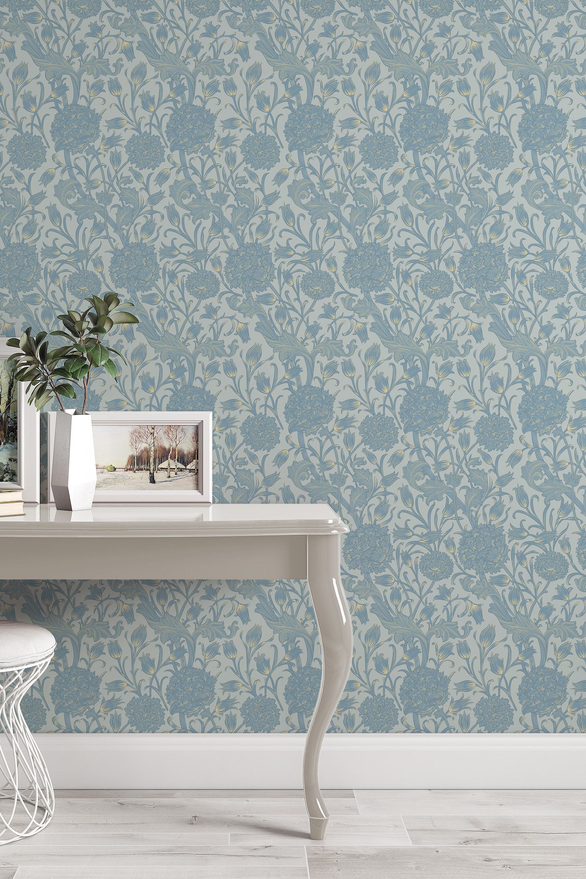 Blue Floral William Morris Wallpaper  Peel and Stick Wallpaper Remova   ONDECORCOM