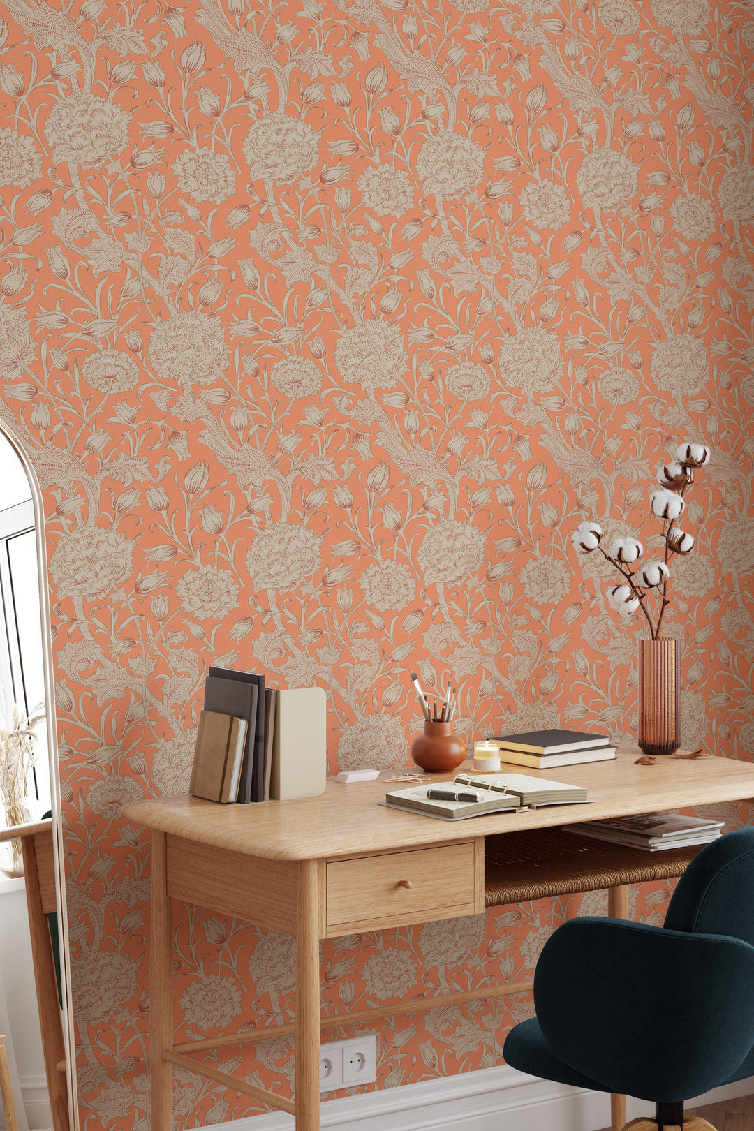 William Morris Wallpaper - orange background #3485