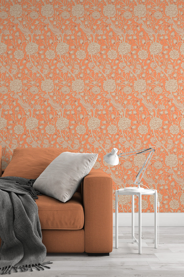 William Morris Wallpaper - orange background #3485