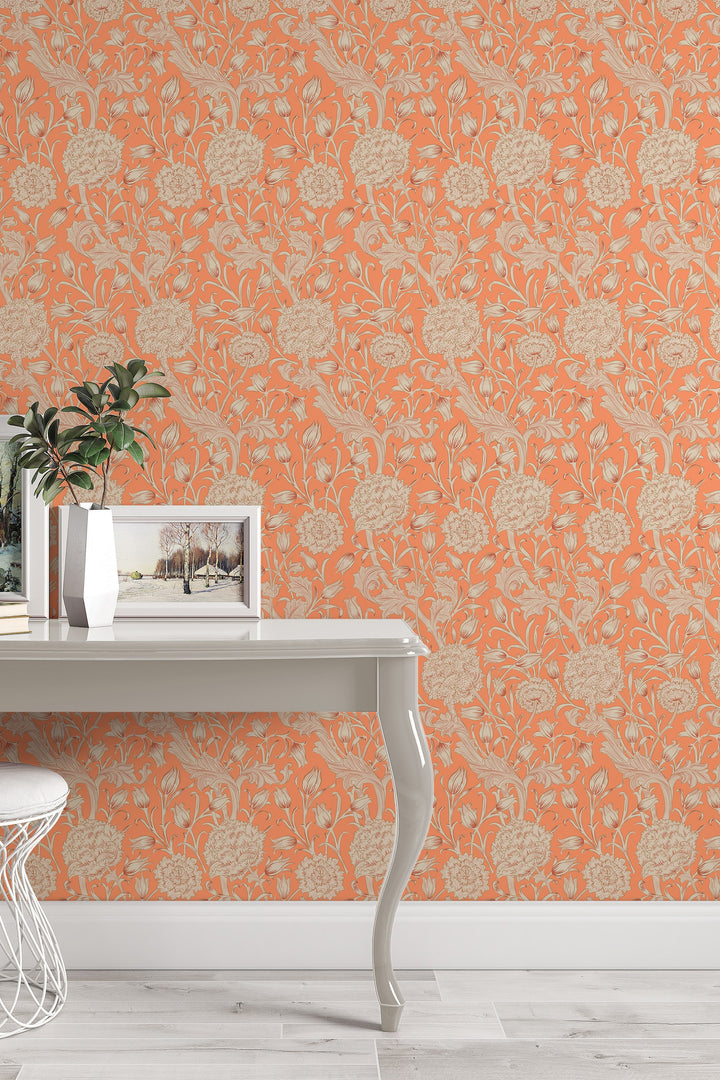 William Morris Wallpaper - orange background #3485