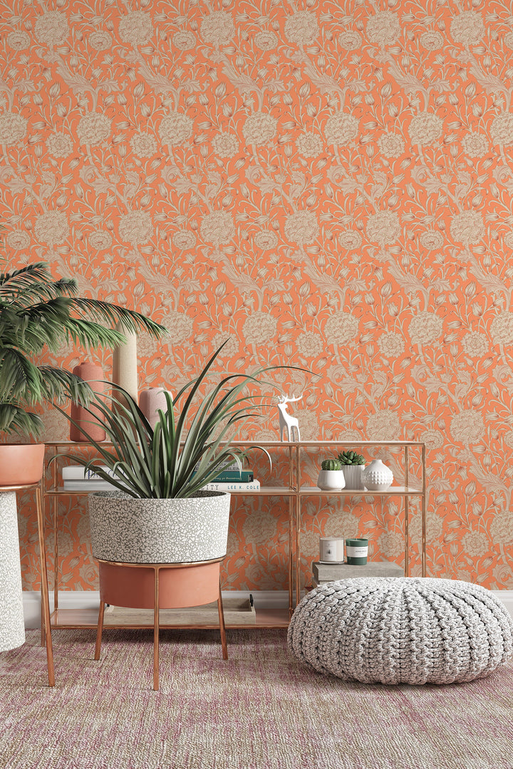 William Morris Wallpaper - orange background #3485