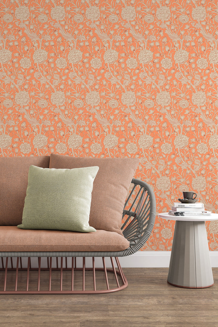 William Morris Wallpaper - orange background #3485