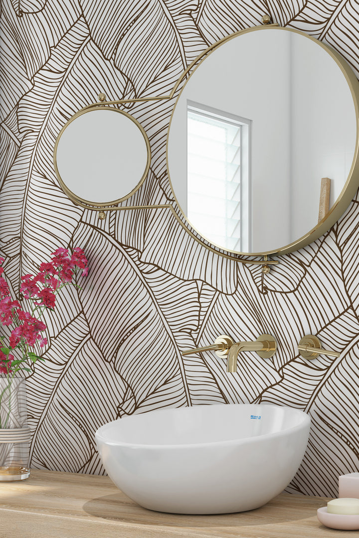 Big Banana palm leaves wallpaper bathroom