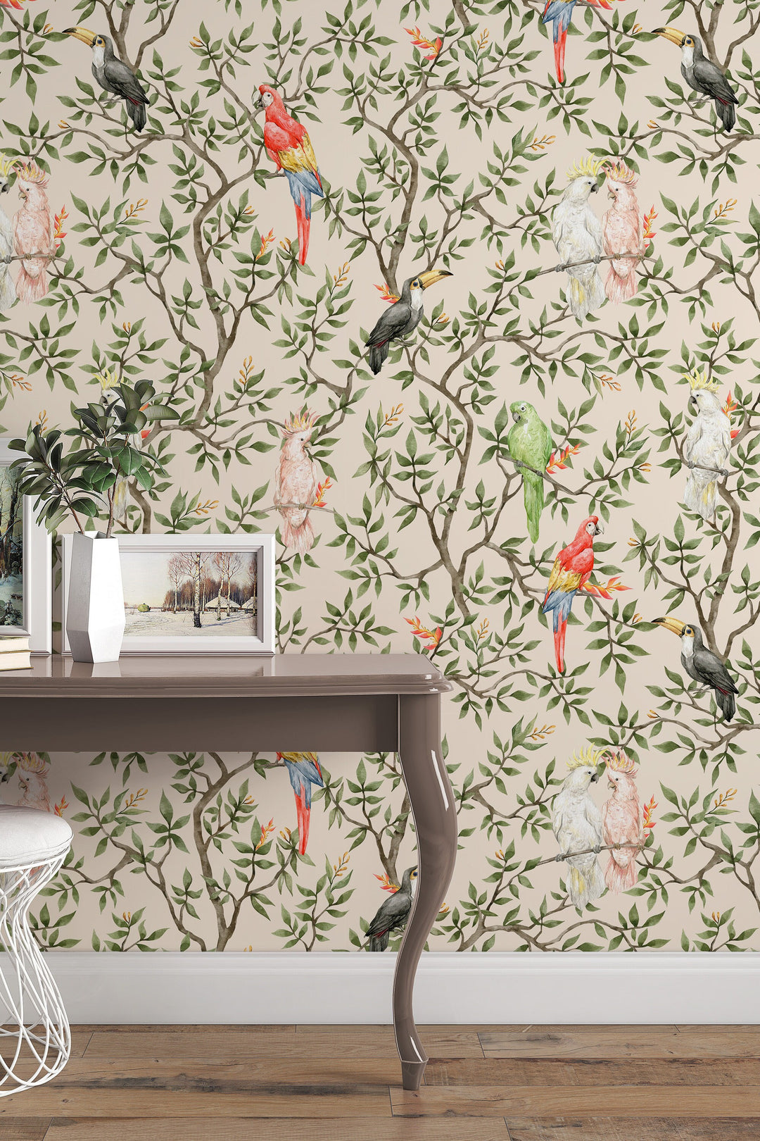 Parrots Mural Chinoisery wallpaper #3502 - Wallpaper