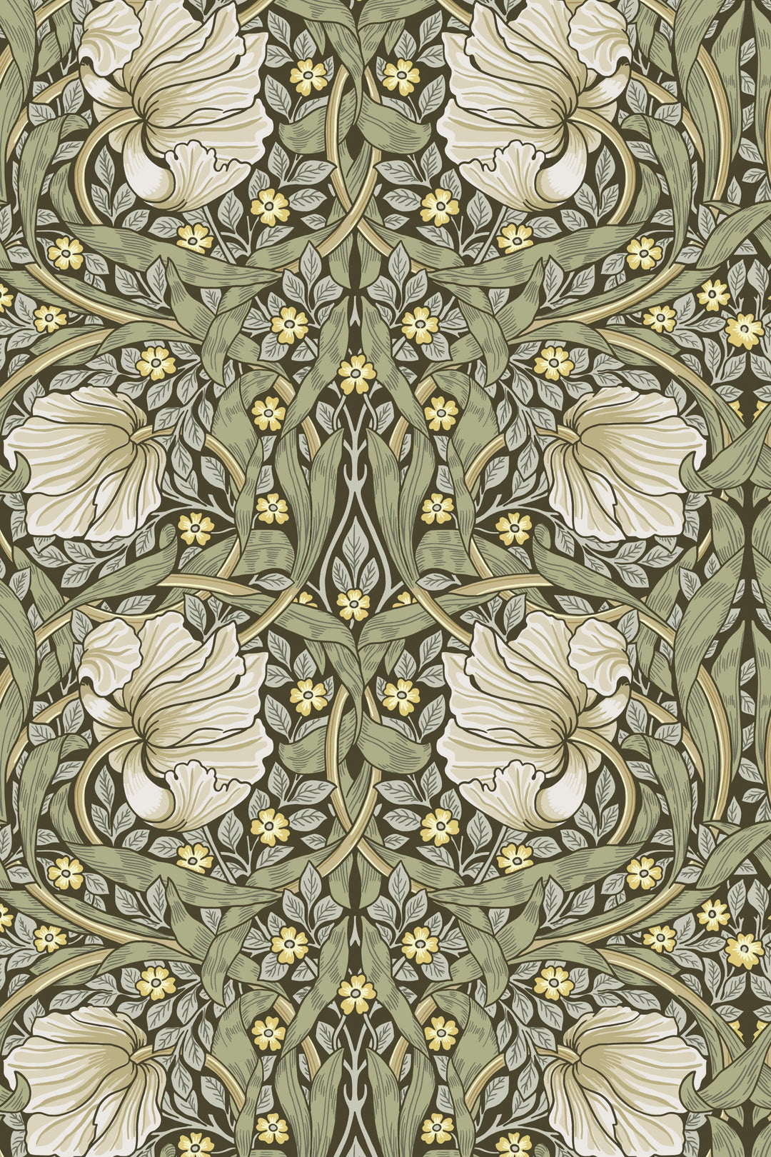 William Morris white flowers - Peel and Stick - Traditional