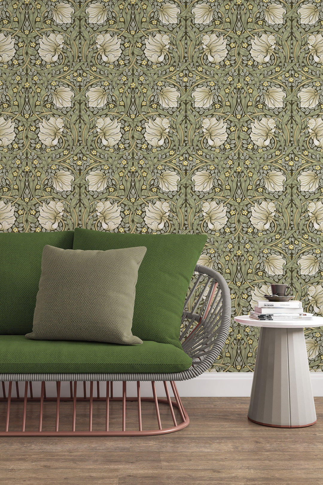 William Morris white flowers - Peel and Stick - Traditional