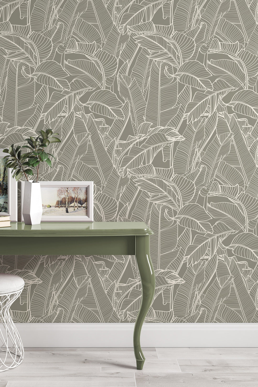 Palm leaves wallpaper - Traditional - Peel and Stick