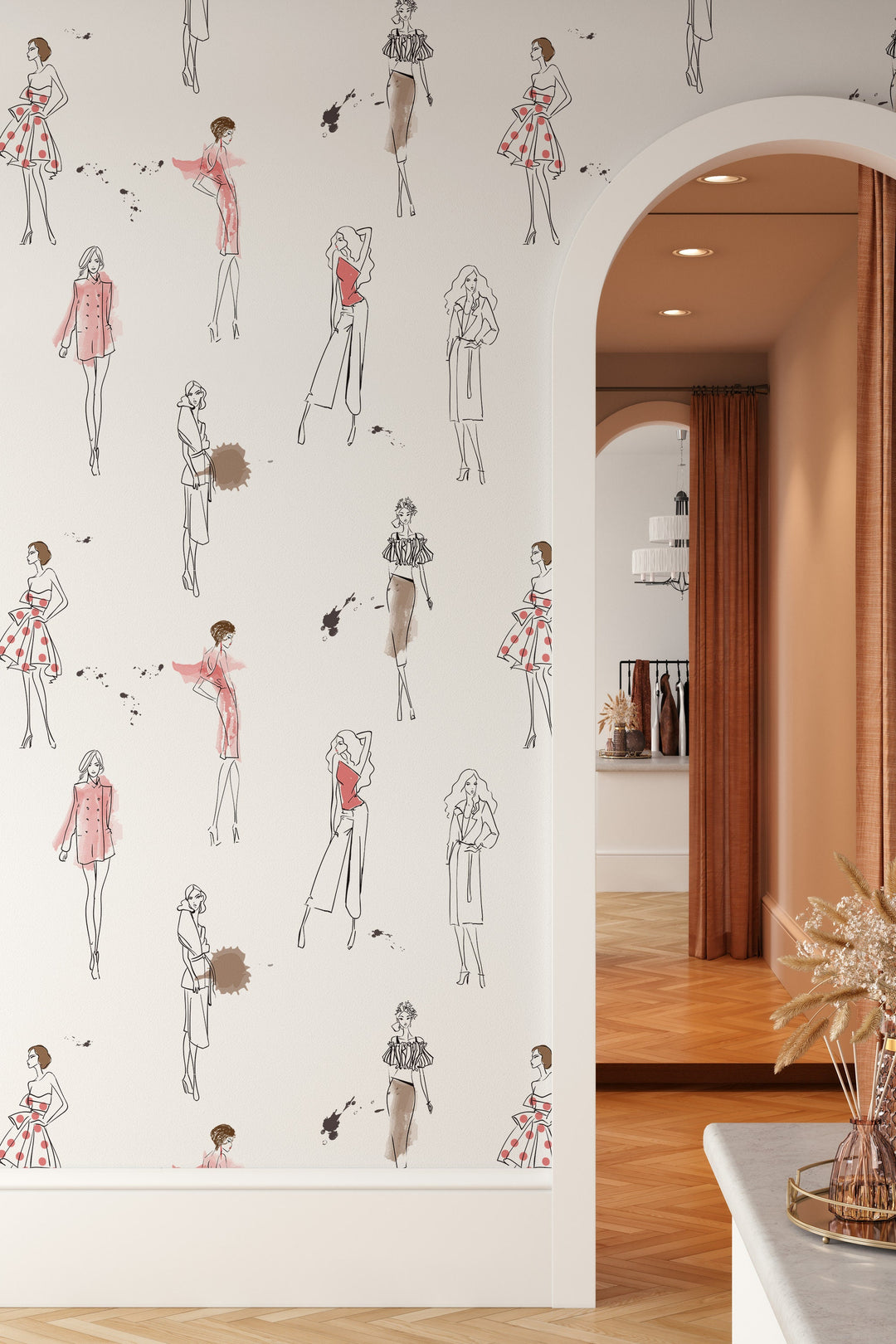 Watercolor seamless wallpaper, fashion girls  - Peel & Stick - Removable Self Adhesive and Traditional wallpaper #3552