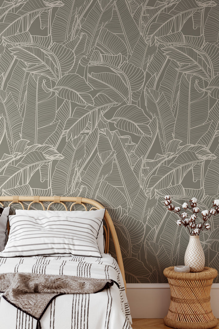 Palm leaves wallpaper - Traditional - Peel and Stick