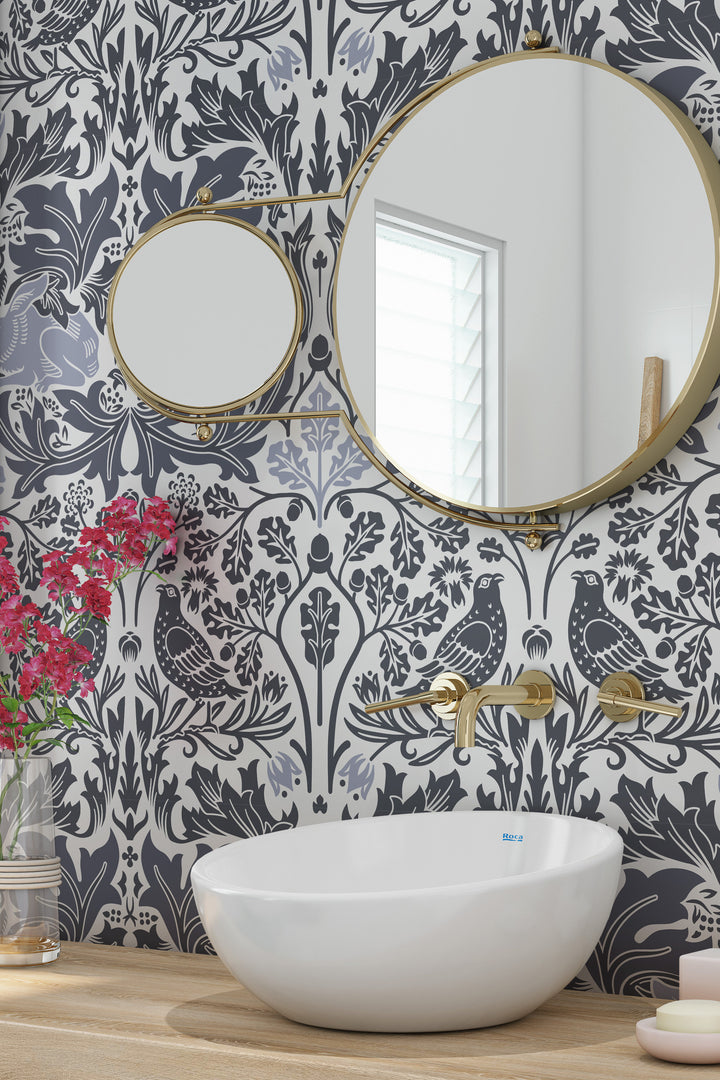 Rabbits and Birds wallpaper William Morris traditional