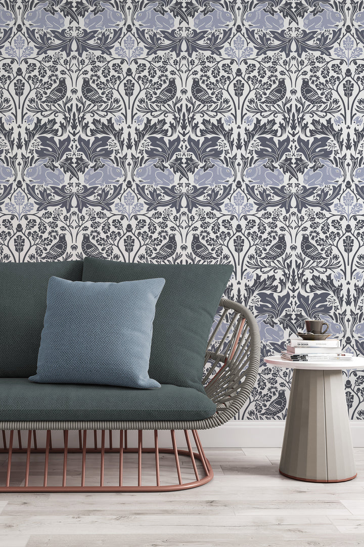 Rabbits and Birds wallpaper William Morris traditional