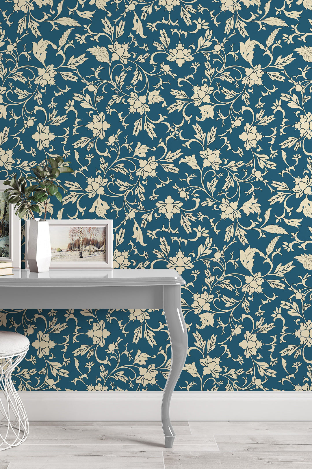 William Morris light dark wallpaper floral NEW -  Peel and Stick - Traditional Wallpaper #3559