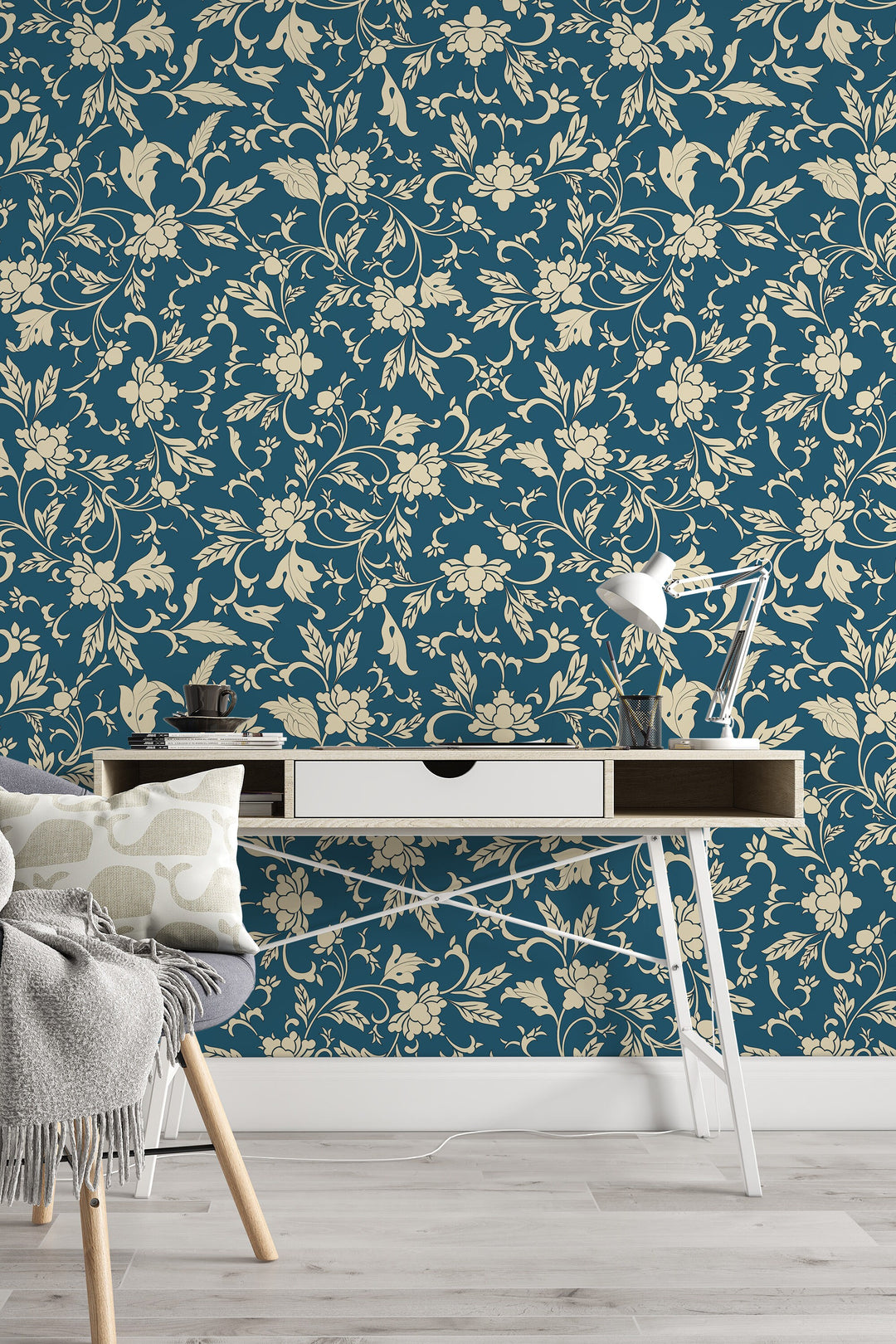 William Morris dark wallpaper floral - Peel and Stick