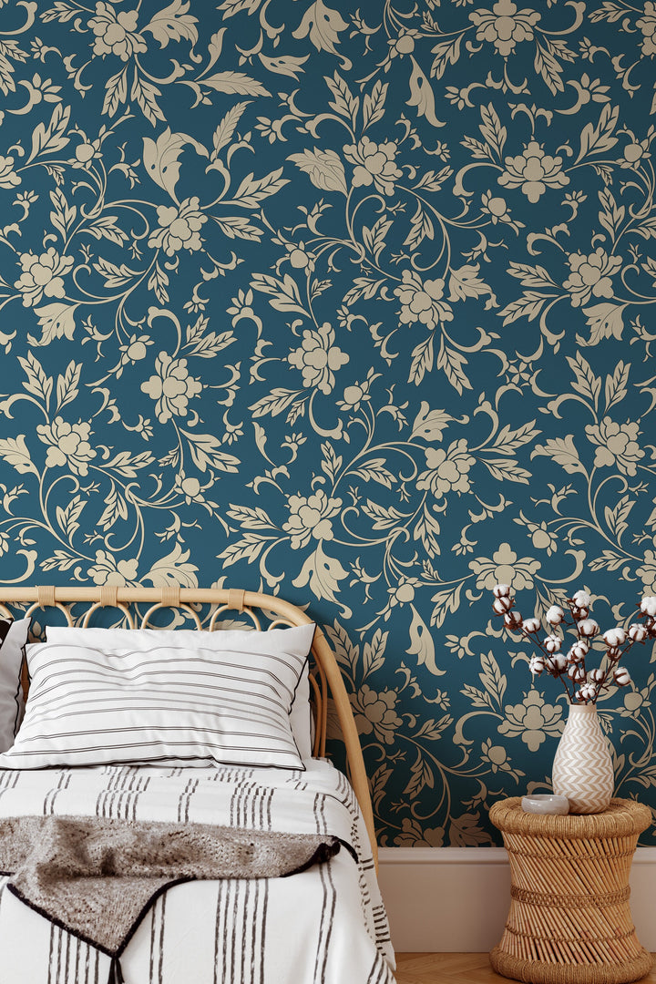 William Morris dark wallpaper floral - Peel and Stick