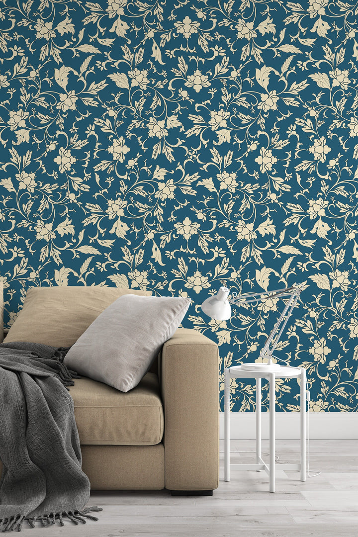 William Morris dark wallpaper floral - Peel and Stick