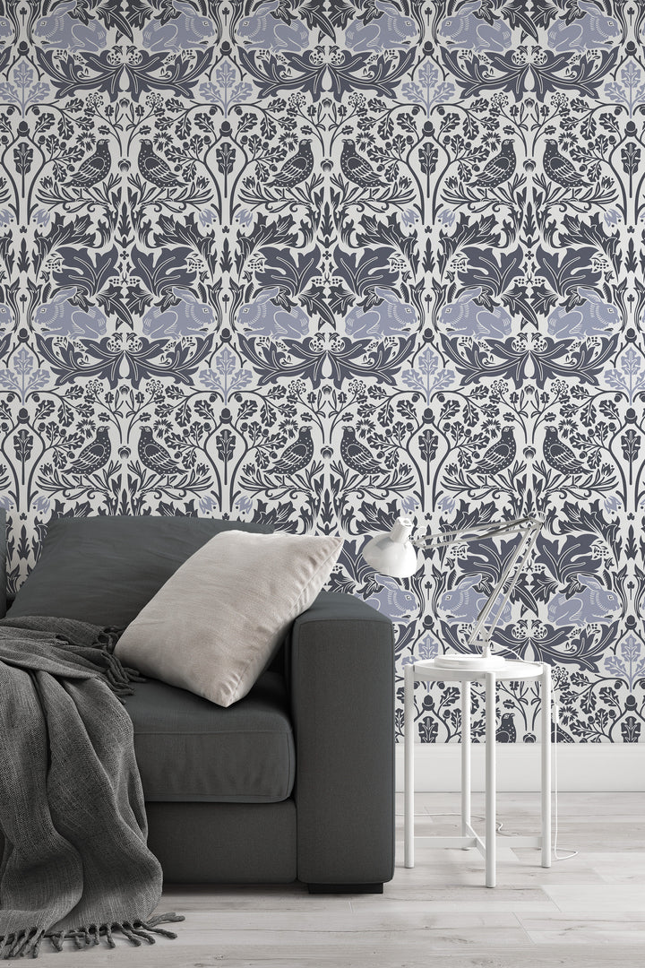 Rabbits and Birds wallpaper William Morris traditional