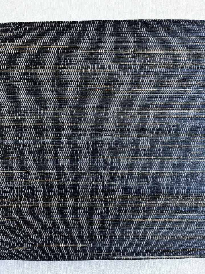 Natural Hemp Grasscloth dark graphite blue Wallpaper