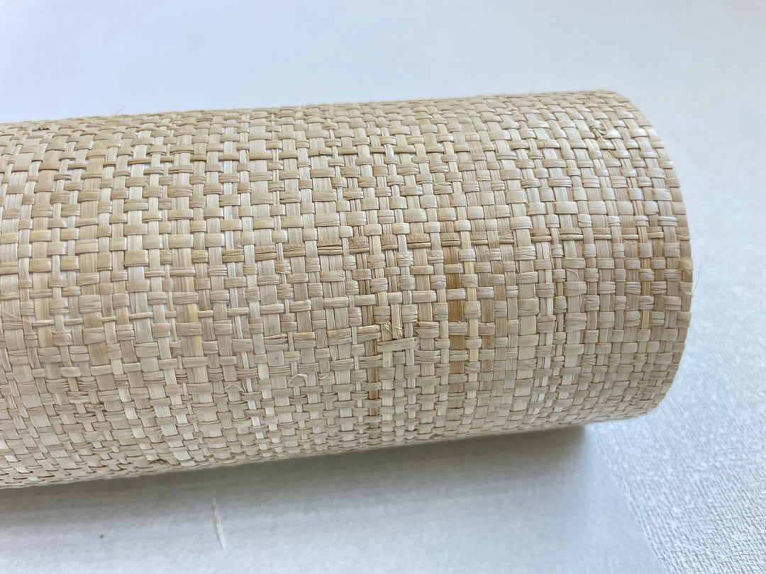Natural Grasscloth Raffia rough Wallpaper Natural fibers in beige colo ...