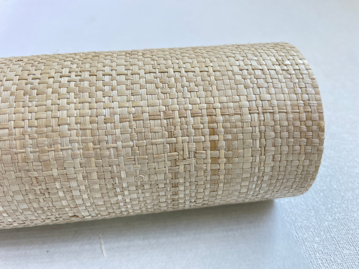 Natural Grasscloth Raffia rough Wallpaper Natural fibers in beige colo ...