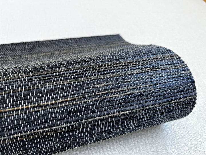 Natural Hemp Grasscloth dark graphite blue Wallpaper