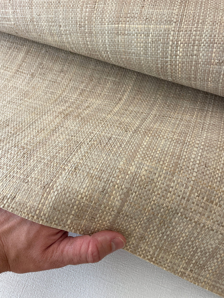 Natural Grasscloth Raffia rough Wallpaper fibers in beige