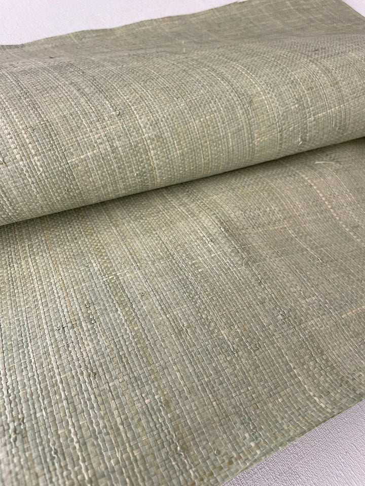 Natural Grasscloth Raffia rough Wallpaper Natural fibers with beige to light greenish tint 45019
