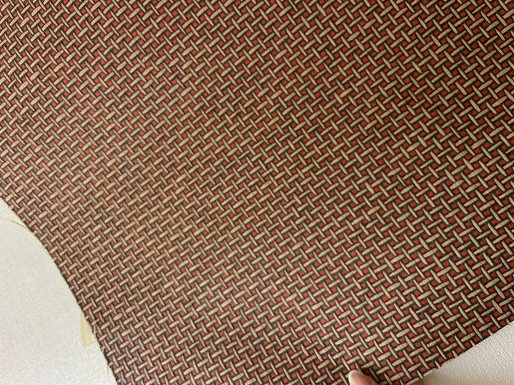 Natural Grasscloth Hemp Wallpaper painted Burgundy color with geometric pattern 46813