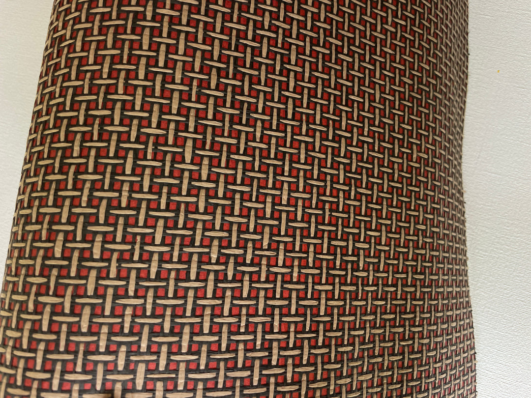 Natural Grasscloth Hemp Wallpaper painted Burgundy color with geometric pattern 46813