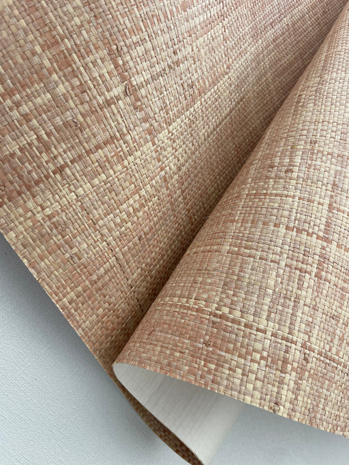 Natural Grasscloth Raffia rough Wallpaper Natural fibers pinkish beige 45023