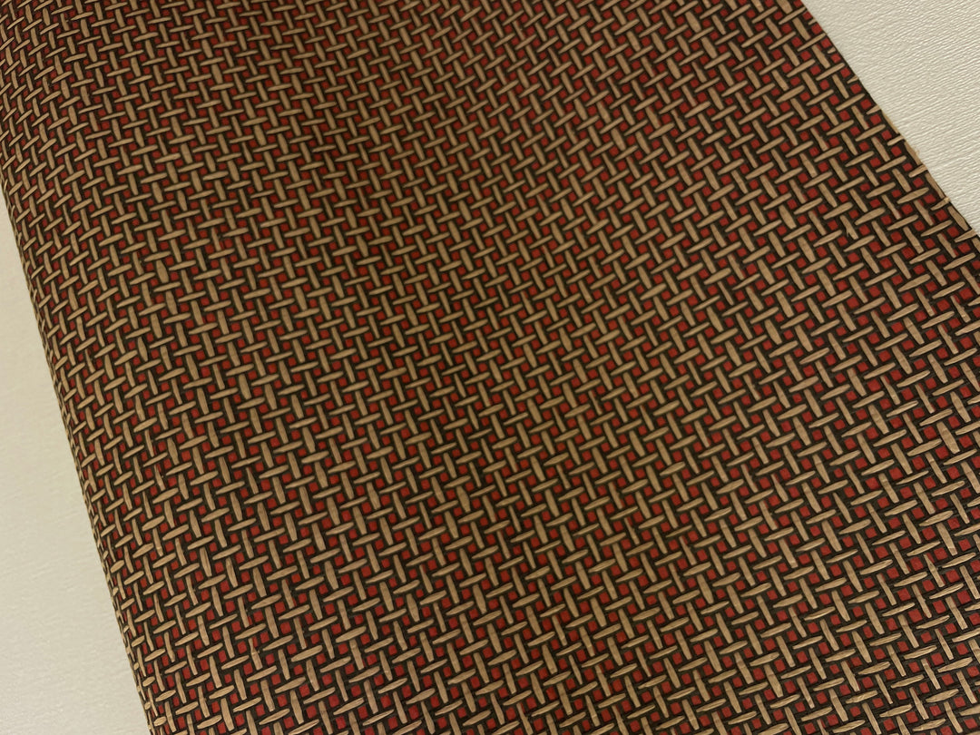 Natural Grasscloth Hemp Wallpaper painted Burgundy color with geometric pattern 46813