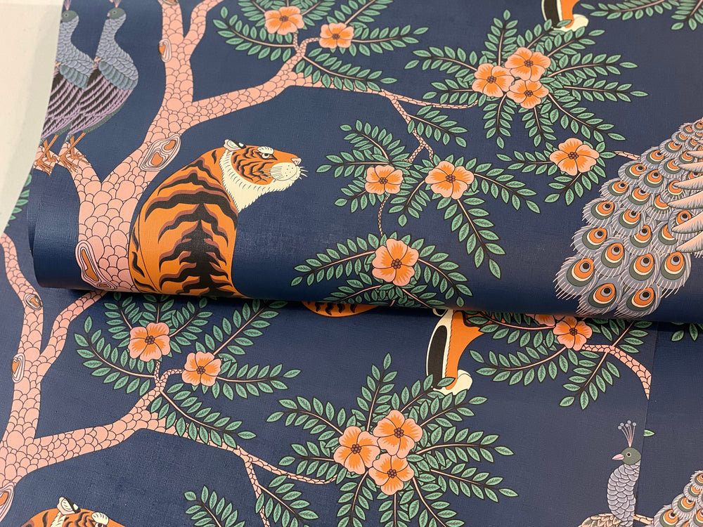 Tiger and Peacock removable wallpaper